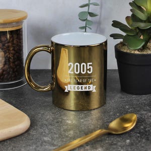 Silver 21st Birthday Mug, 2005 Year of The Legend, 21st Birthday Gifts for Him, 350ml, Thirtieth Gift for Boyfriend, Milestone Legend Gift