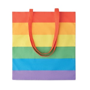 Rainbow Tote Bag, LGBT Pride Flag Shopping Shoulder Bags, 100% Cotton, Gay Lesbian Bi Trans Festival Merch, Non-Binary, Gay Pride Parade image 1