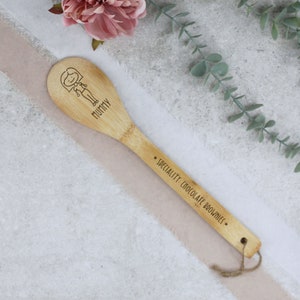Family Engraved Wooden Spoon / Baking with The Family Bamboo Wooden Spoon, Personalised Baker Spoon for Everyone. Girls, Boys, Men & Women image 10