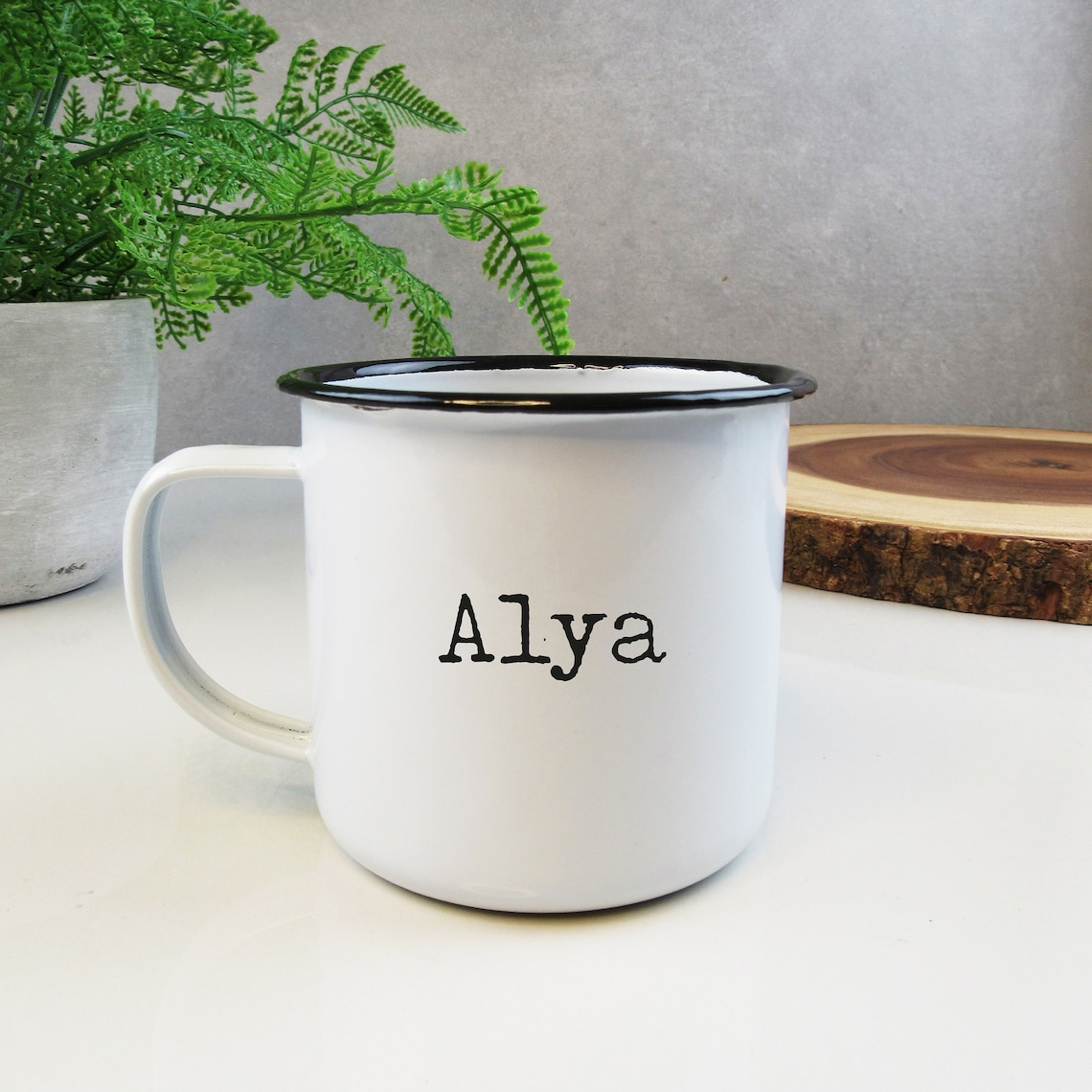 Personalised Name Enamel Tin Mug White Metal Tea Coffee Cup Etsy