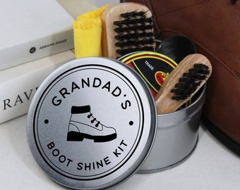 Shoe Care Cleaning Set Personalised Boot Polish Kit, Personalised Shoe Care Box, Father's Day Gift for Dad Grandad, Cadet Shoe Care Gift