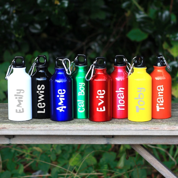 Personalised Boys Metal Drinks Sports Water Bottle With Carabiner Clip  400ml Skater Design Christmas Gift, Back to School Bottle 