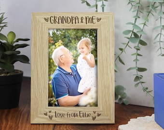 Grandad & Me Photo Frame | Personalised Grandad Gift | Wooden Picture Frame | Grandad Father's Day Gift | 4x6” Frame | Grandparent Frame