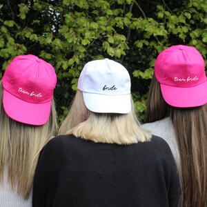 Team Bride Pink & White Hats, Hen Party Favours, Maid of Honour, Bridesmaids Gifts, White Bride Cap, Hen Party Accessory, Destination Hen Do