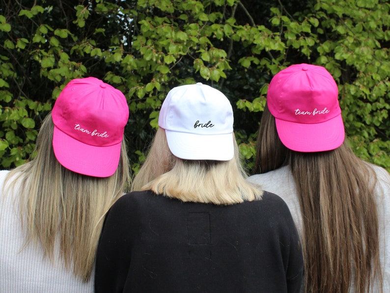 Team Bride Pink & White Hats, Hen Party Favours, Maid of Honour, Bridesmaids Gifts, White Bride Cap, Hen Party Accessory, Destination Hen Do