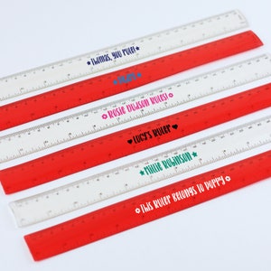 Personalised Children&#39;s Ruler, Kids 30cm Flexible Bendy, Back to School, Custom Vinyl, Stars, Hearts, Flowers, Any Name / Text Customised
