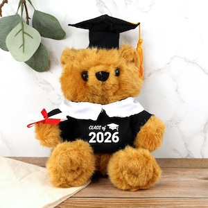 Graduation Bear, Personalised with Class of 2026, Congratulations on Your Graduation, Keepsake Gift, Gown, Mortarboard Hat and Scroll
