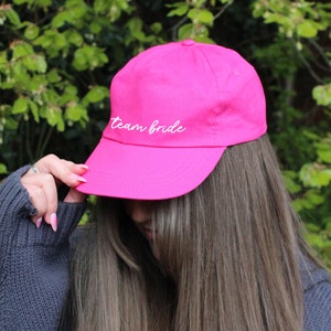 Team Bride Pink & White Hats, Hen Party Favours, Maid of Honour, Bridesmaids Gifts, White Bride Cap, Hen Party Accessory, Destination Hen Do
