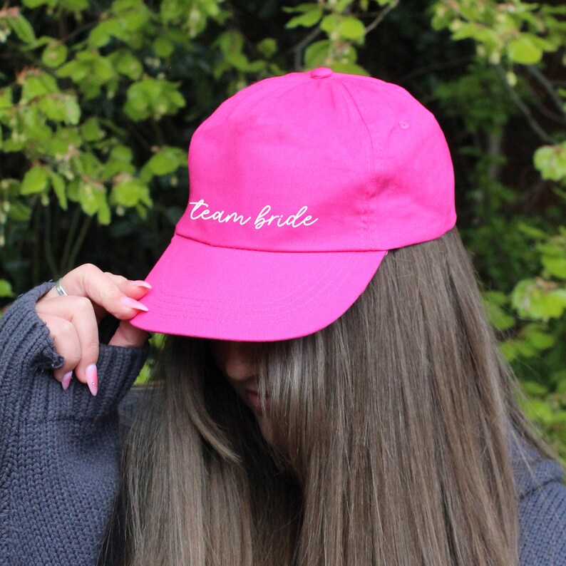 Team Bride Pink & White Hats, Hen Party Favours, Maid of Honour, Bridesmaids Gifts, White Bride Cap, Hen Party Accessory, Destination Hen Do