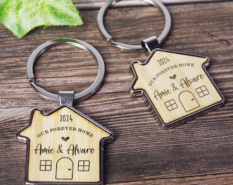 Our Forever Home House Keyrings Personalised Housewarming Gift for Couple Personalised Gift Set of 2 Moving House Gift His & Hers Homeowner