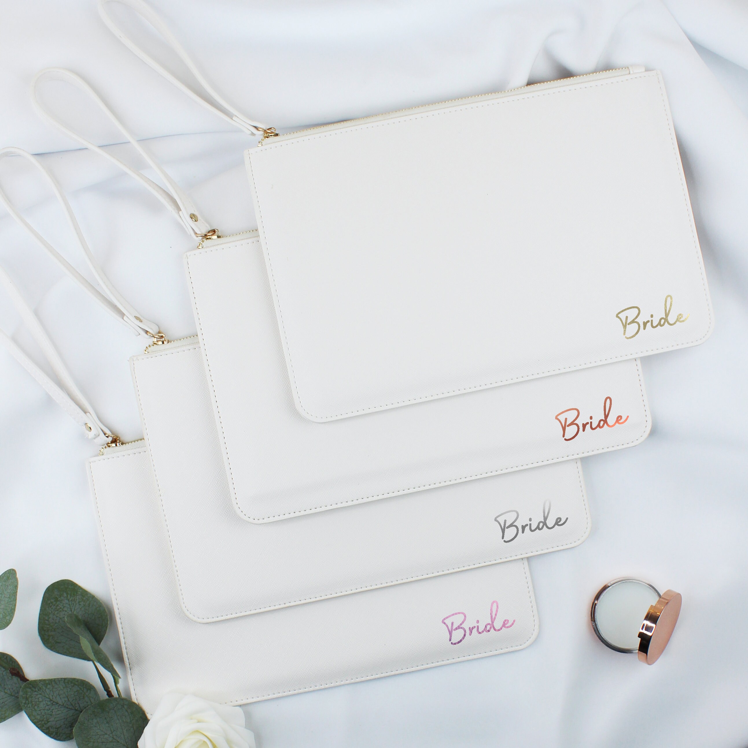 Bride Clutch Bag, Wedding Day Wristlet Personalised With the Word Bride ...