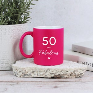 Pink Tote Bag, 50 & Fabulous Milestone Birthday Cotton Shoulder Bag, 50th Birthday Gift for Her, Sister, Mum, Friend, Auntie, Daughter