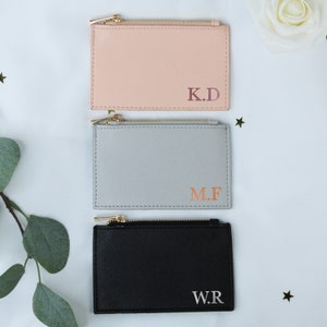 Petit sac à main personnalisé et porte-cartes, porte-monnaie personnalisé de demoiselle d'honneur avec initiales, petit portefeuille pour pièce de monnaie, initiale monogrammée