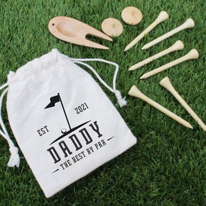 Outils de golf personnalisés dans un sac à cordon de serrage, marqueur de balle de golf, réparation de terrain de tees de golf, cadeau papa papa pour la fête des pères
