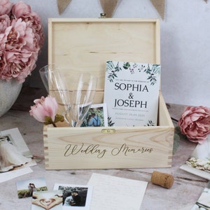Personalised Wooden Wedding Memory Box With Mr and Mrs, Couples Names ...