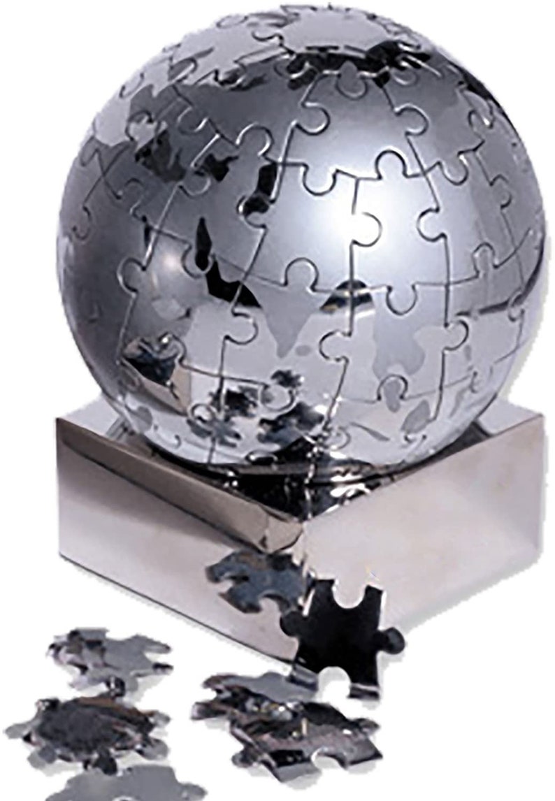 Jigsaw World Puzzle Globe Stainless Steel Can Be Etsy UK