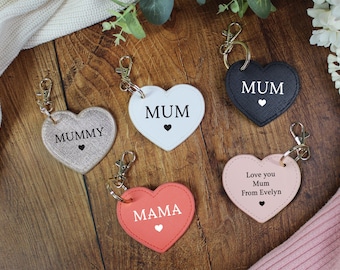 Portachiavi mamma, portachiavi personalizzato a forma di cuore, regalo per la festa della mamma, regalo di compleanno per la mamma, portachiavi in pelle PU, etichetta per borsa in similpelle con nome
