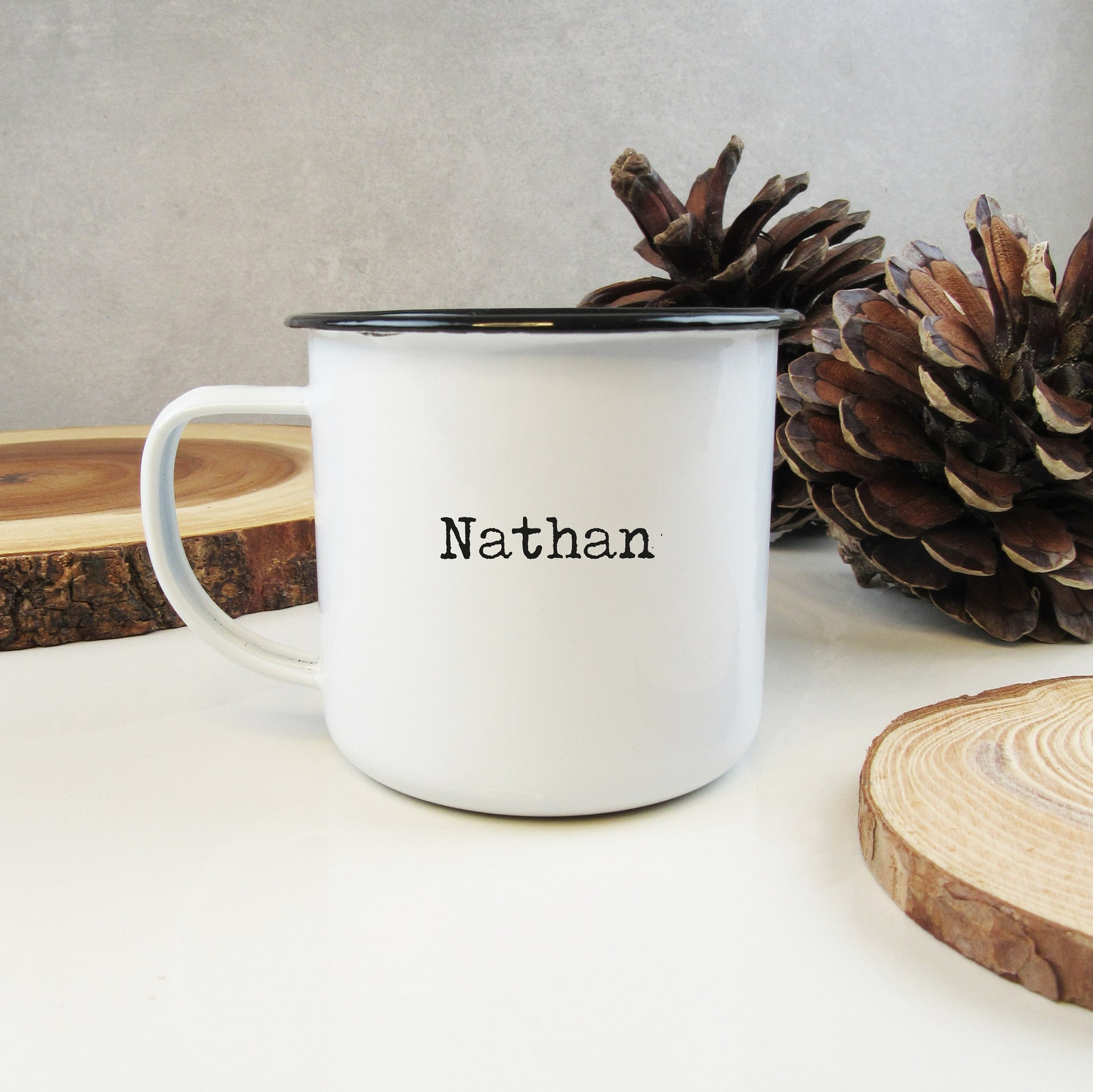 Personalised Name Enamel Tin Mug White Metal Tea Coffee Cup Etsy