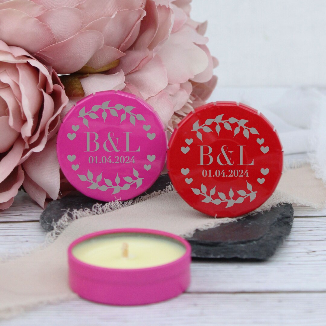 Personalised Vanilla Scented Candles Wedding Favour Tea Lights, Floral ...