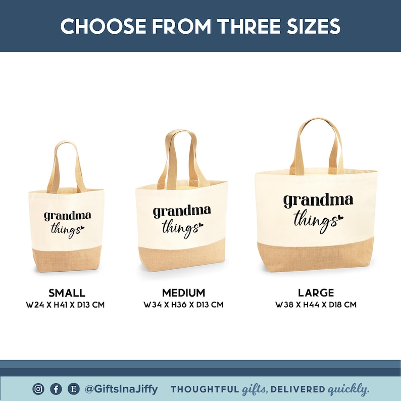 Grandma Things Tote Bag, Grandma Mother's Day Gift, Personalised Grandma Tote Bag, Birthday Gift for Granny, From Grandchildren, New Grandma