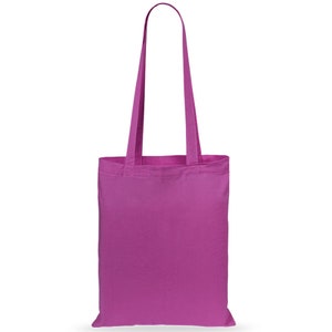 Plain Coloured Cotton Shopping Tote Shoulder Bags Available in 14 Colours, 4OZ Cotton Decorating, Screen Printing, HTV Heat Transfer Vinyl Pink