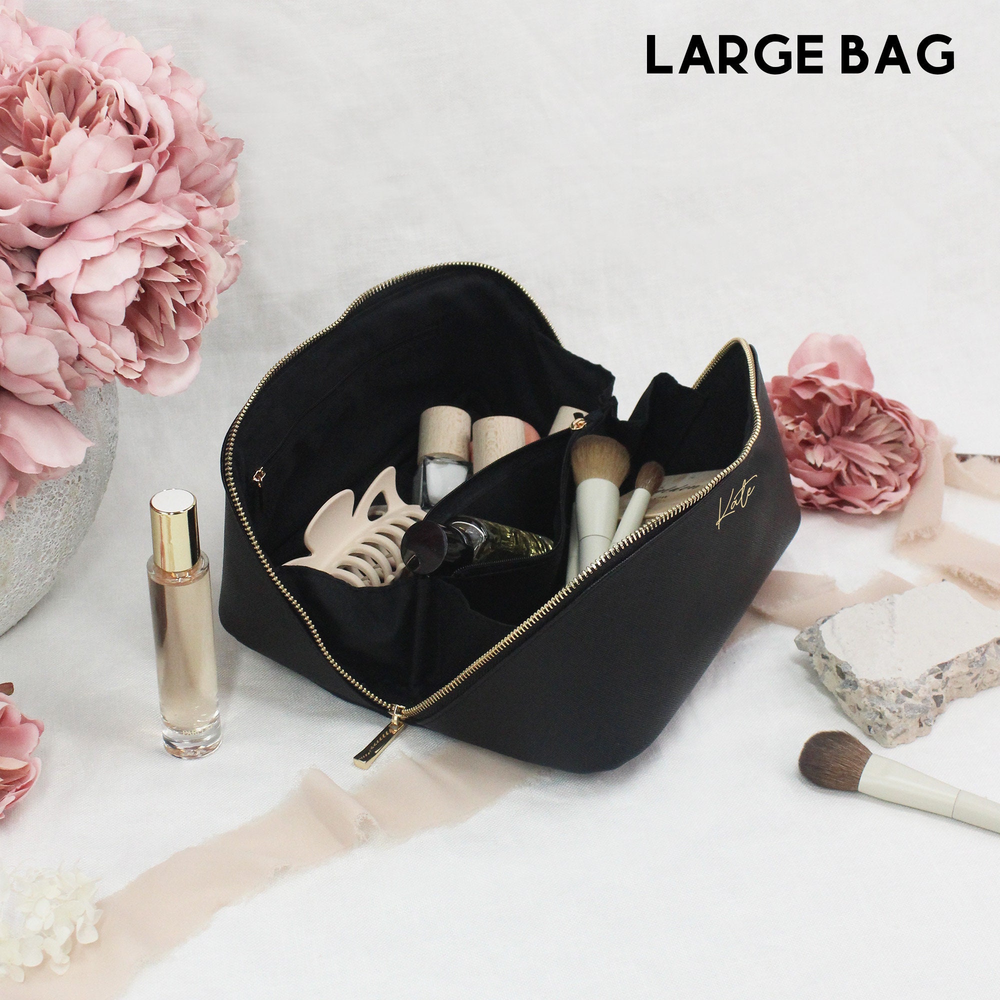 Bridesmaid Make Up Bag, Named Accessory Case, Personalised PU Leather Cosmetic Bag, Maid of Honour Gift, Travel Case, Valentines Day Gift
