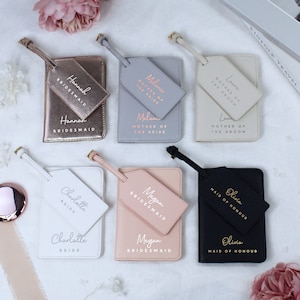 Personalised Wedding Role Passport Holder & Luggage Tag Travel Set, PU Leather Luggage, Passport Covers, Travel Gift, Destination Wedding