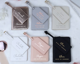 Personalised Wedding Role Passport Holder & Luggage Tag Travel Set, PU Leather Luggage, Passport Covers, Travel Gift, Destination Wedding