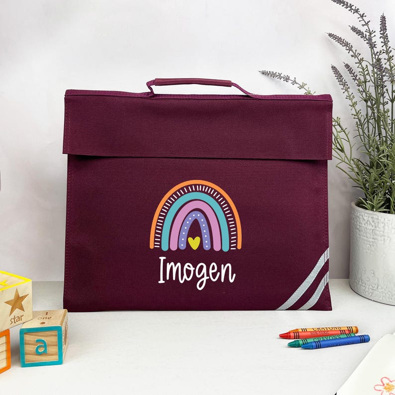 Personalised Rainbow School Book Bag | Custom Kids Back to School Bag ...