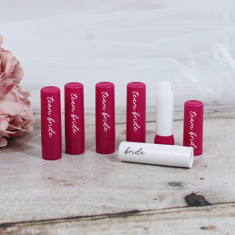 Team Bride Lip Balm, Pink & White Themed Hen Do, Hen Party Favours, Bachelorette Accessories, Bridal Party Bag Filler, Lip Balm Bride to Be