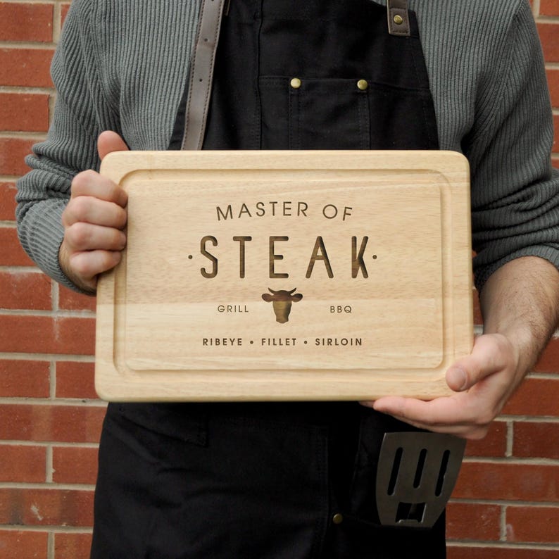 Personalised Master of Steak Cutting Board, Engraved Acacia Wood BBQ Board, Gift for Dad, Grill Master Gift, Custom Chopping Board for Him image 12