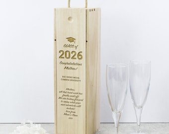 Personalised Class of 2026 Graduation Wine Box | Engraved Champagne Box Gift | Student Graduation Gift for Him or Her | Congratulations Gift