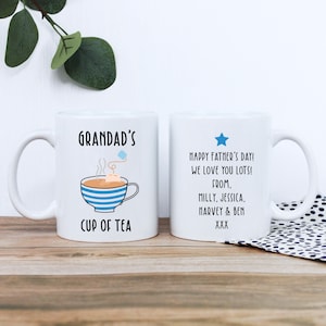 Personalised Grandad's Tea & Biscuits Board with Coffee Mug Option, Wood Treat Board, Father's Day, Birthday Gifts for Grandpa, Dad