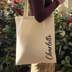 Sac fourre-tout personnalisé en coton naturel, sac shopping de week-end, cadeaux de mariage en gros, nom personnalisé, cadeaux de demoiselle d'honneur nuptiale