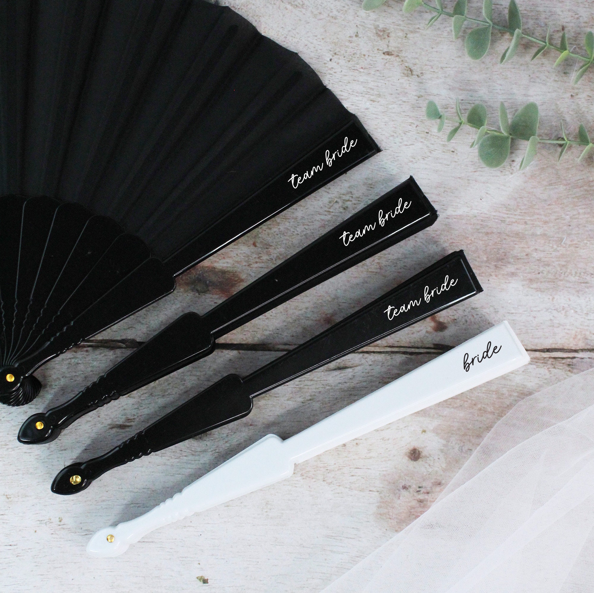 Team Bride Black & White Fans, Bridal Party Destination Hen Do, Summer ...