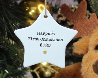 Baby’s First Christmas Tree Decoration Personalised Star Bauble 1st Baby Christmas Decoration 1st Christmas Ornament New Baby Christmas Gift