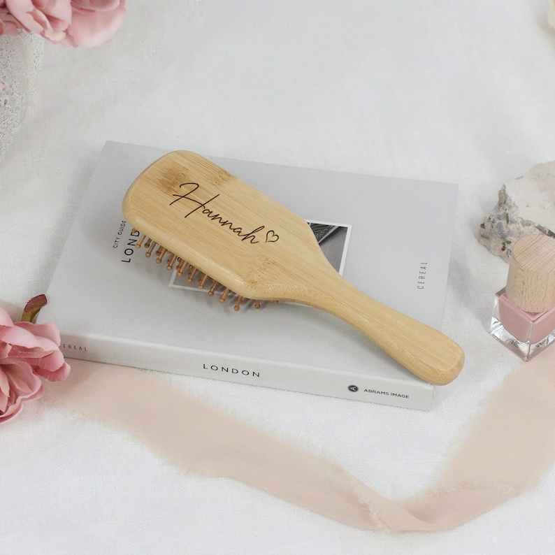Personalised Hair Brush Name & Heart Wooden Paddle Hairbrush Eco Hair — free download