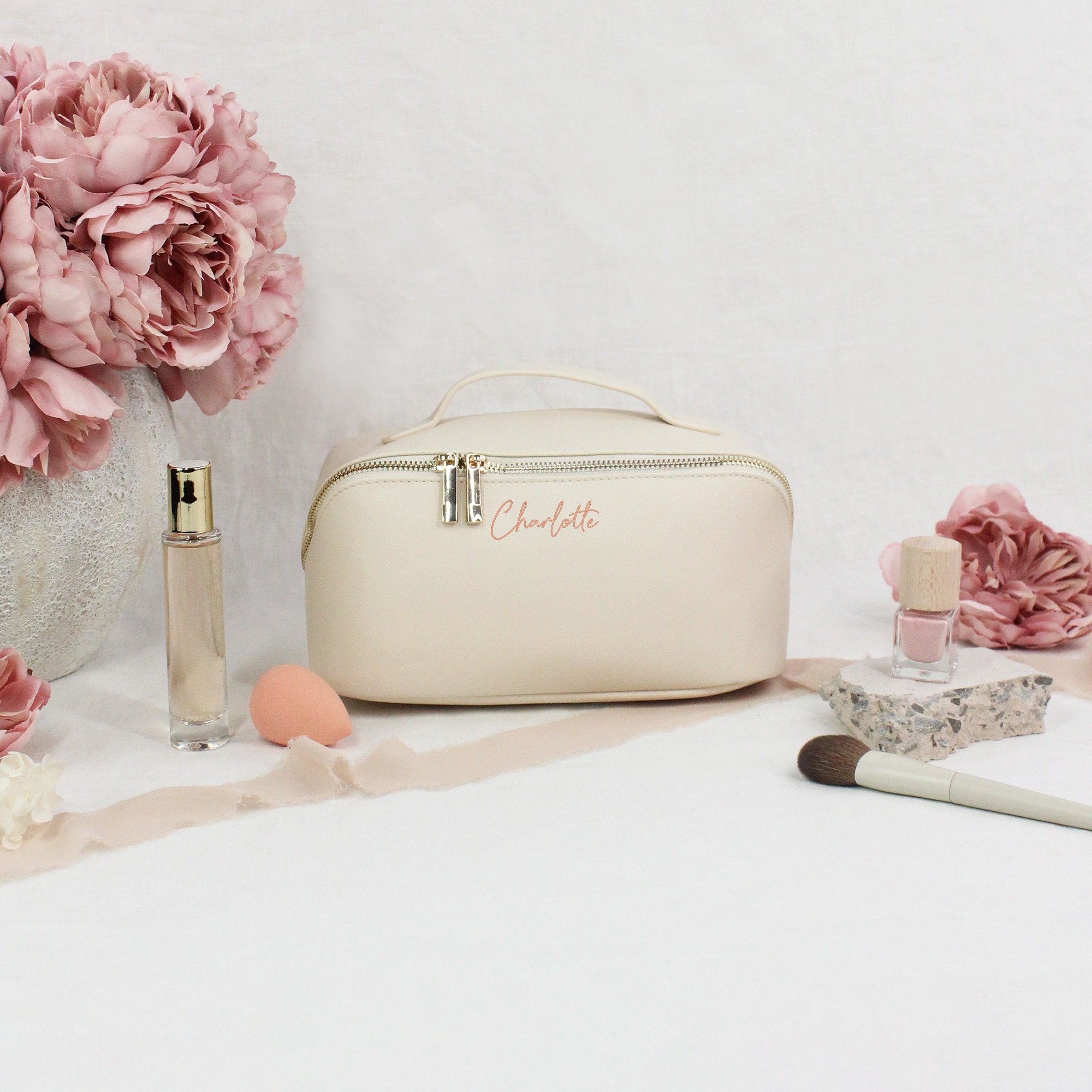 Bridesmaid Make Up Bag, Named Accessory Case, Personalised PU Leather Cosmetic Bag, Maid of Honour Gift, Travel Case, Valentines Day Gift