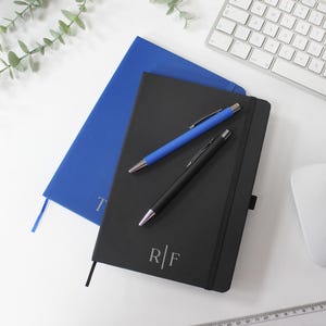 A5 Journal Notebook & Matching Pen Personalised Initials, University Notes Book, Delegate Note Pad, Employee Appreciation Thank You Gift