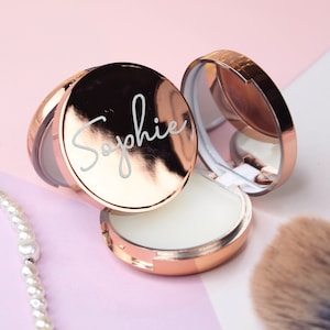 Hen Party Lip Balm & Compact Mirror, Personalised with Bridesmaids, Brides Name in Rose Gold or Silver Finish, Wedding Favour Pack Sizes