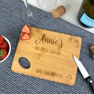 Personalised Prosecco Preparation Cutting Chopping Board, Prosecco Engraved Bamboo Wood, Fizz Preparation Station, Your Prosecco Bar Sign image 4