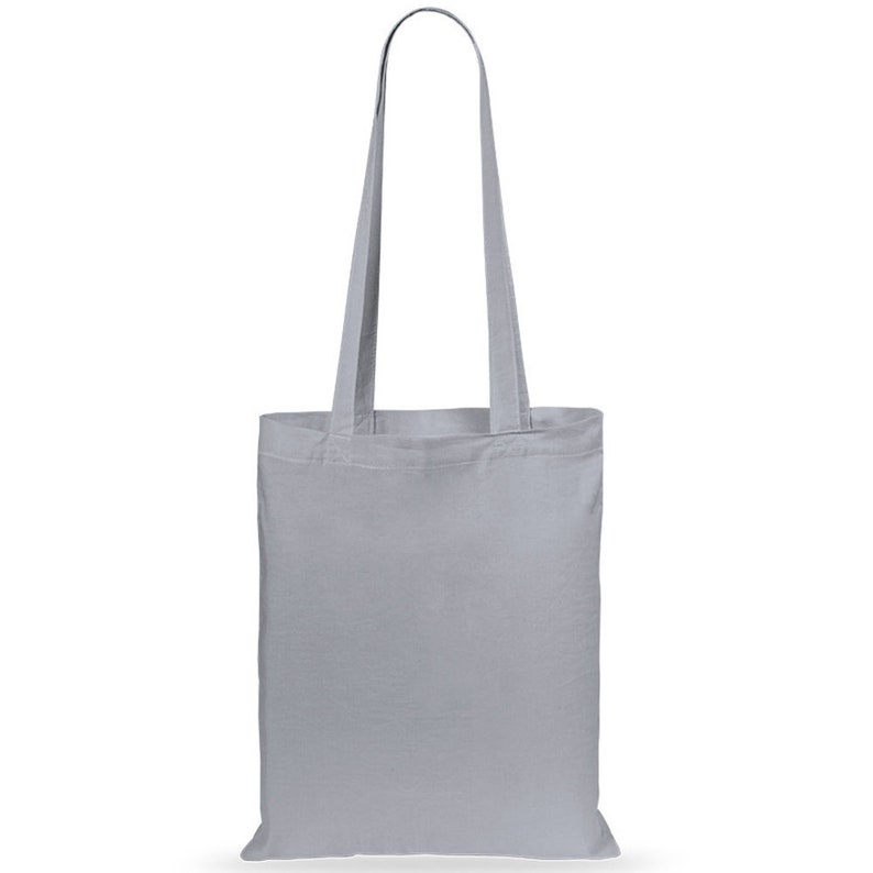 Plain Coloured Cotton Shopping Tote Shoulder Bags Available in 14 Colours, 4OZ Cotton Decorating, Screen Printing, HTV Heat Transfer Vinyl Gray