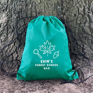 Mochila escolar personalizada con diseño de bosque, bolsa con cordón para botas de agua, bolsa de equipo de educación física con nombre, mochila para actividades al aire libre infantil