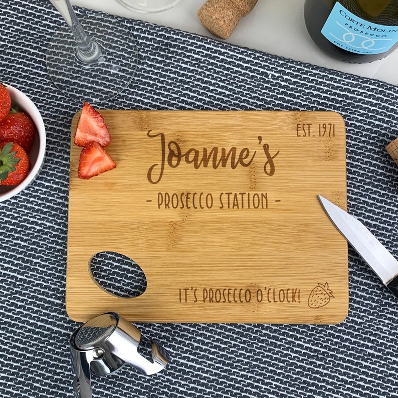 Personalised Prosecco Preparation Cutting Chopping Board, Prosecco Engraved Bamboo Wood, Fizz Preparation Station, Your Prosecco Bar Sign Prosecco Station