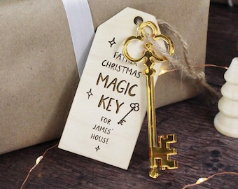 Father Christmas’ Magic Key, Personalised Santa Key, Christmas Eve Traditions, Christmas Magic, No Chimney Christmas Key,Xmas Eve Box Filler