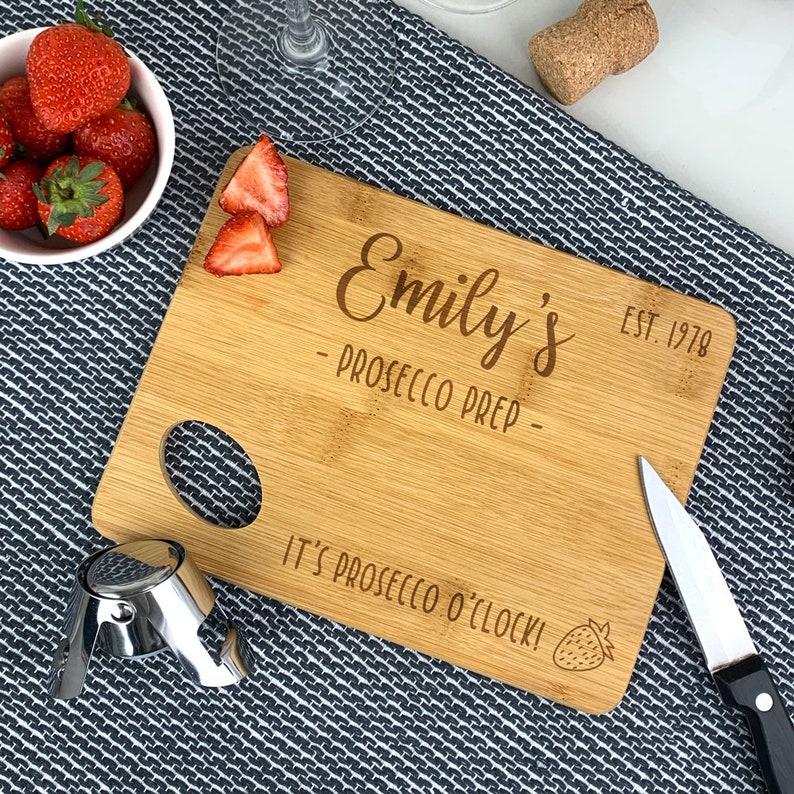 Personalised Prosecco Preparation Cutting Chopping Board, Prosecco Engraved Bamboo Wood, Fizz Preparation Station, Your Prosecco Bar Sign Prosecco Prep