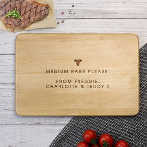 Personalised Steak Cutting Board, Master of Steak Wooden Chopping Board, BBQ Gift for Him, Custom Engraved Meat Board, Grill Master Gift