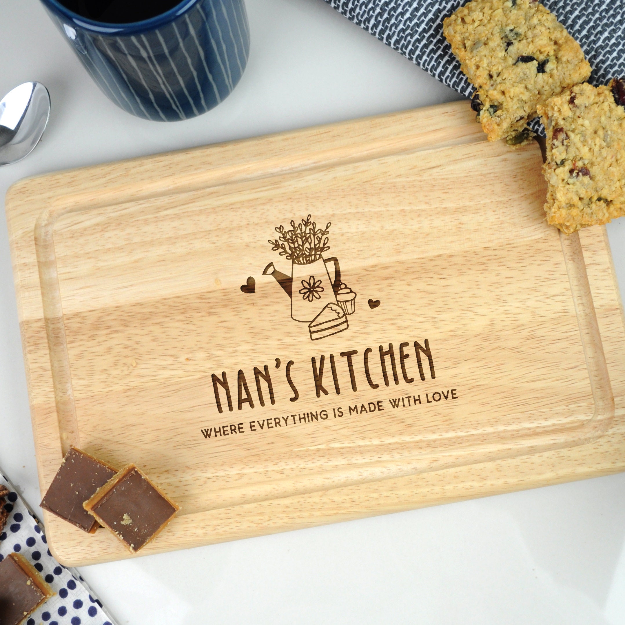 Personalised Wooden Cutting Board, Grandma&#39;s Kitchen, Where Everything Is Made With Love, Birthday, Mother&#39;s Day Gift for Nana, Granny