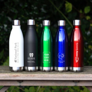 Your Business Logo Personalised on Metal Insulated Bottle, Promotional Company Name Engraved Vacuum Flask, Corporate Staff Gift