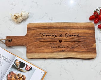 Wooden charcuterie Chopping Board | Personalised Paddle Board | Wood Wedding Gift | Cheese Board | New Home Gift | Anniversary Present